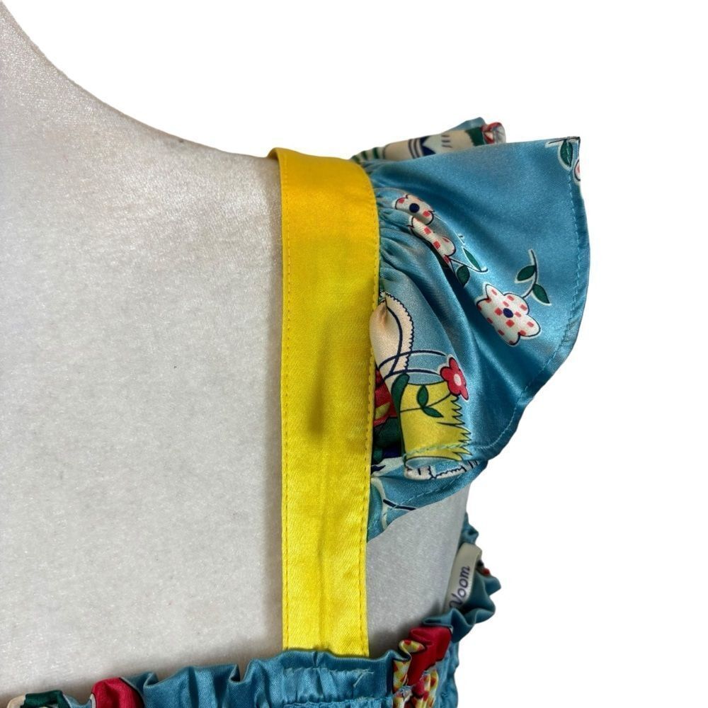 Rare Voom Brand 100% Silk Cartoon Rabbit Print Square Neck Dress Size Medium - Picture 3 of 16